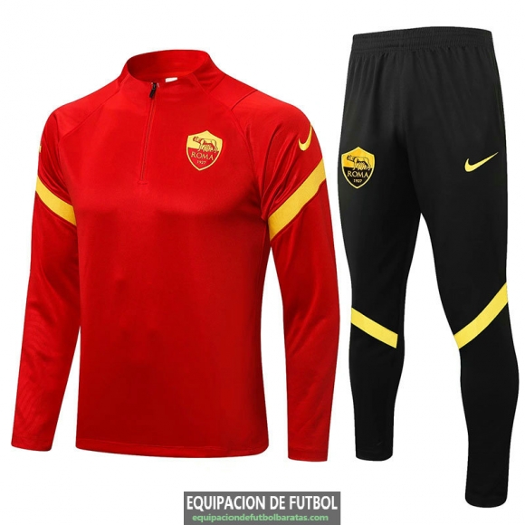 AS Roma Sudadera De Entrenamiento Red + Pantalon Black 2021/2022