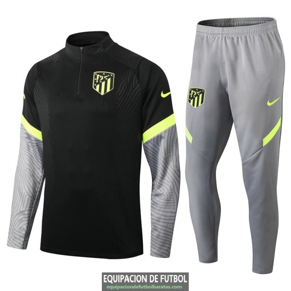 Atletico De Madrid Sudadera De Entrenamiento Black Grey + Pantalon 2020/2021