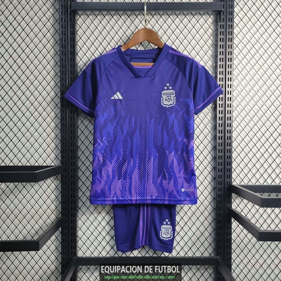 Camiseta Argentina Ninos 3 Star Segunda Equipacion 2022/2023