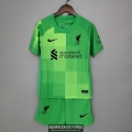 Camiseta Liverpool Ninos Portero Green 2021/2022