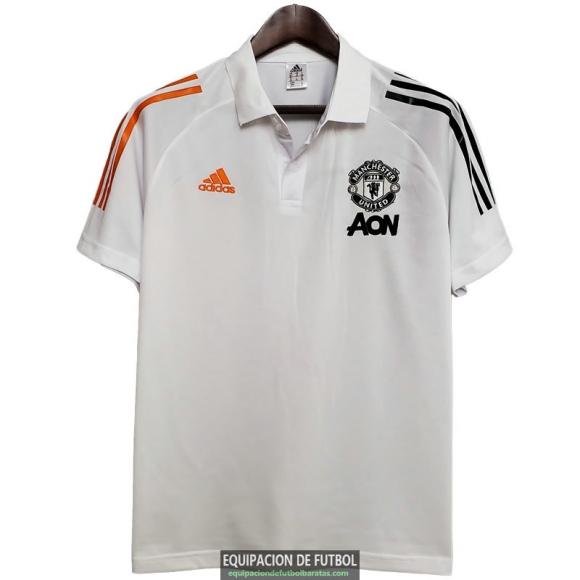 Camiseta Manchester United Polo Orange White Black 2020-2021