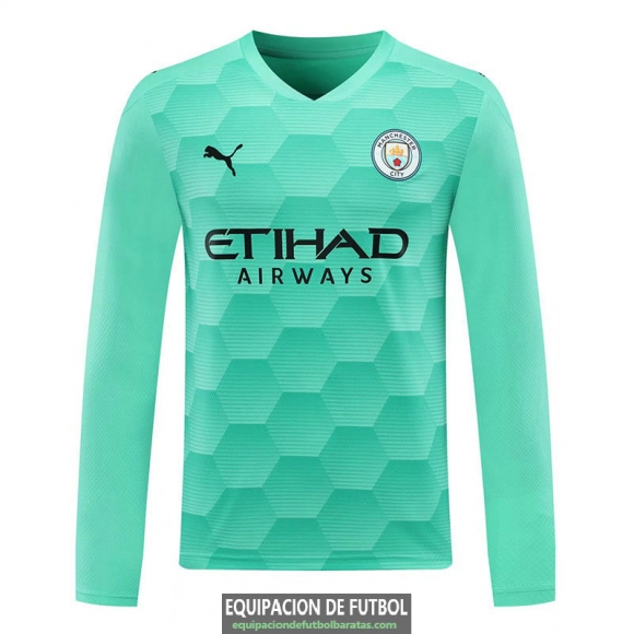 Camiseta Manga Larga Manchester City Portero Green 2020/2021