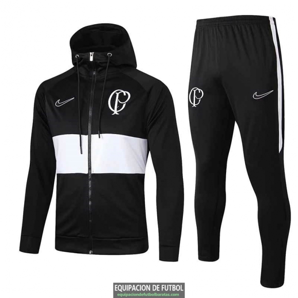 Corinthians Chaqueta Capucha Black White + Pantalon 2019-2020