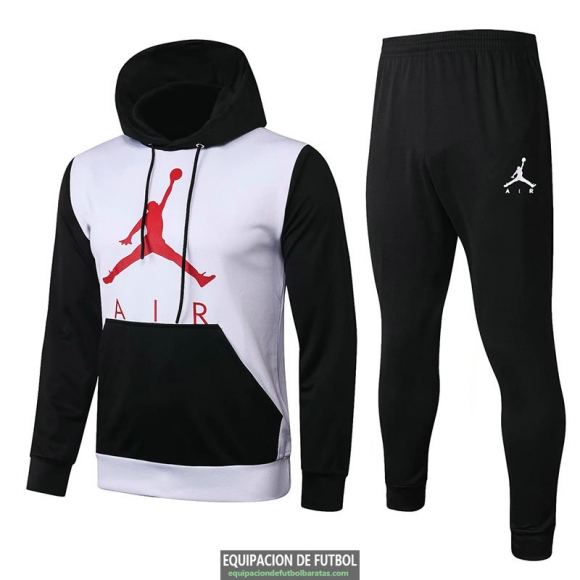 Jordan Chaqueta Capucha White Black + Pantalon 2020-2021