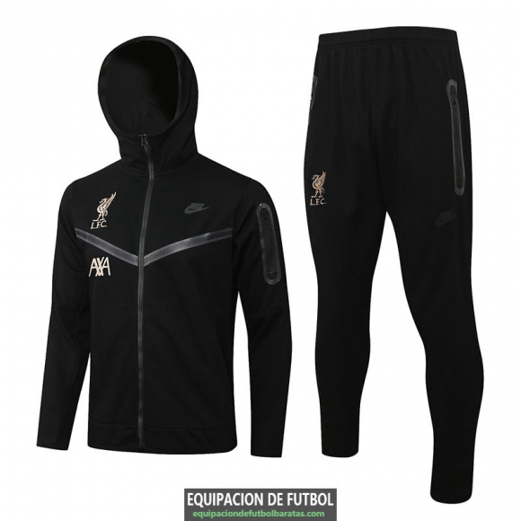 Liverpool Chaqueta Capucha Black I + Pantalon Black I 2022/2023