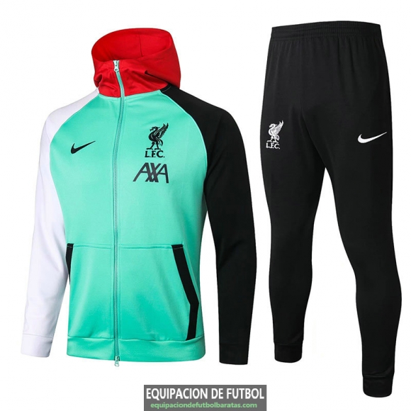 Liverpool Chaqueta Capucha Green + Pantalon Black 2020/2021