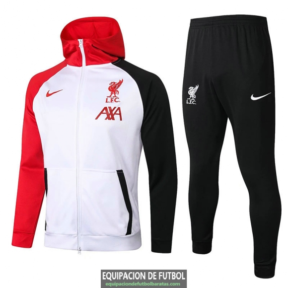 Liverpool Chaqueta Capucha White + Pantalon Black 2020/2021