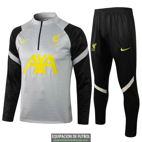 Liverpool Sudadera De Entrenamiento Grey + Pantalon Black 2021/2022