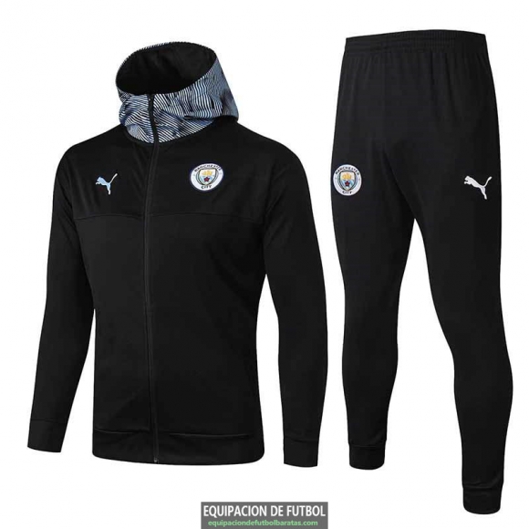 Manchester City Chaqueta Capucha Black + Pantalon 2019-2020