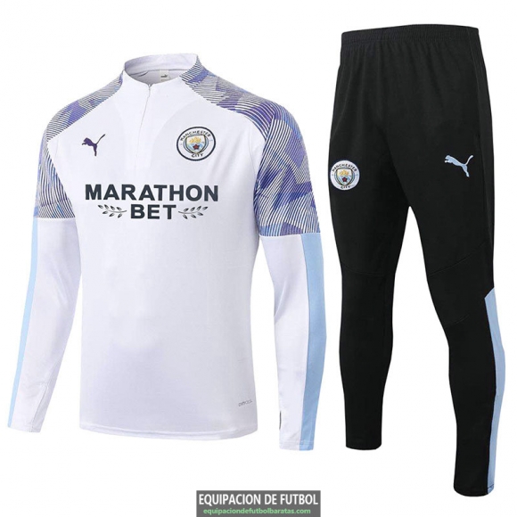 Manchester City Sudadera De Entrenamiento White + Pantalon 2020-2021