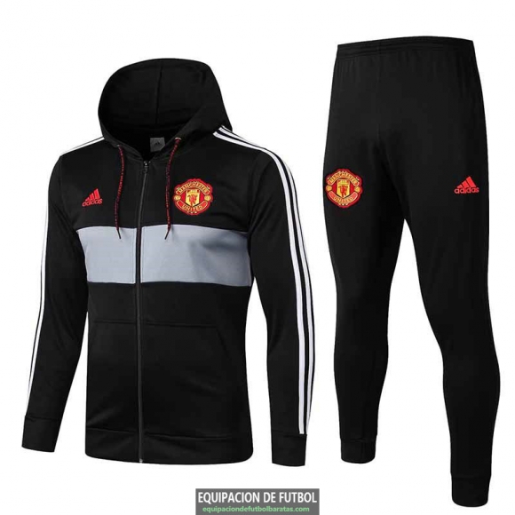 Manchester United Chaqueta Capucha Black + Pantalon 2019-2020