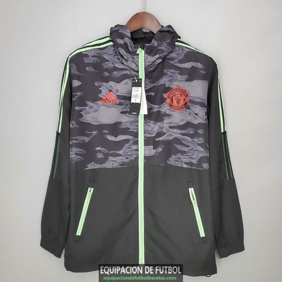 Manchester United Chaqueta Rompevientos Black Grey Camouflage 2021/2022