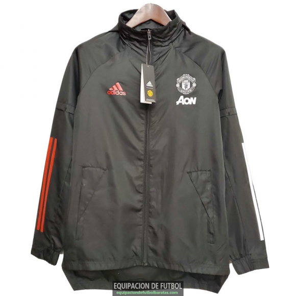 Manchester United Chaqueta Rompevientos Black White Red 2020-2021