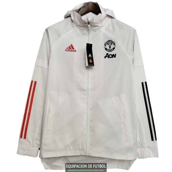 Manchester United Chaqueta Rompevientos White Black Red 2020-2021