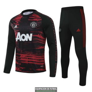 Manchester United Sudadera De Entrenamiento Black Red + Pantalon 2020-2021