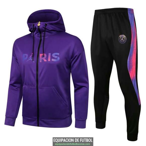 PSG x Jordan Chaqueta Capucha Purple+ Pantalon Black 2021/2022