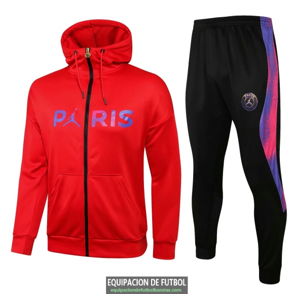 PSG x Jordan Chaqueta Capucha Red + Pantalon Black 2021/2022