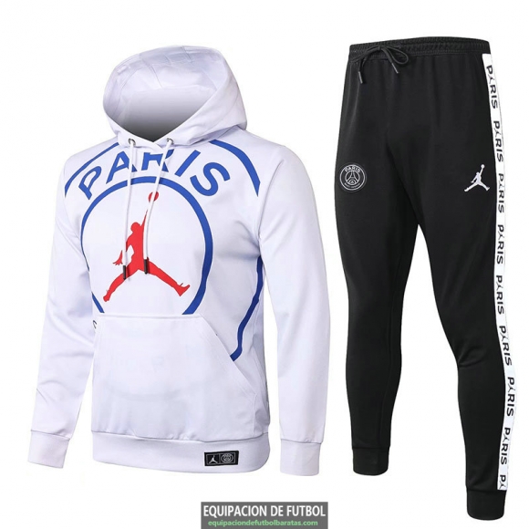 PSG x JORDAN Sudadera Capucha White + Pantalon Black 2020-2021