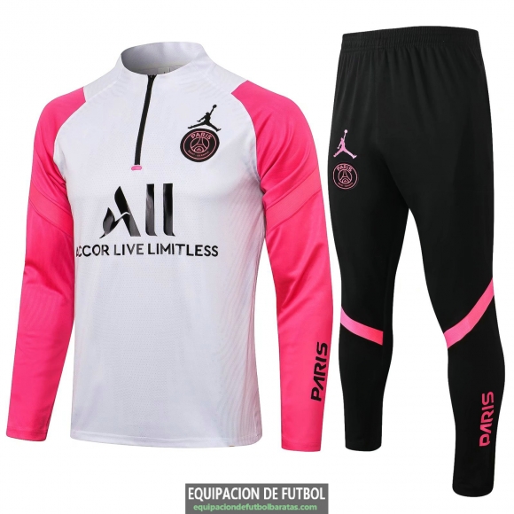 PSG x Jordan Sudadera De Entrenamiento White Pink + Pantalon Black 2021/2022