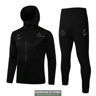 Real Madrid Chaqueta Capucha Black + Pantalon Black 2021/2022