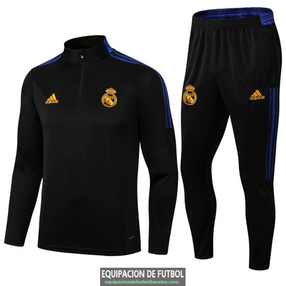 Real Madrid Sudadera De Entrenamiento Black + Pantalon Black 2021/2022