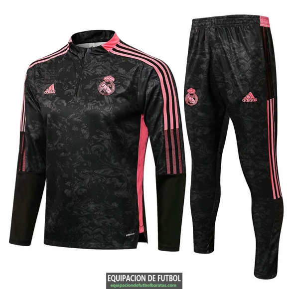 Real Madrid Sudadera De Entrenamiento Black Pink + Pantalon 2021/2022