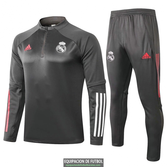 Real Madrid Sudadera De Entrenamiento Grey + Pantalon 2020-2021