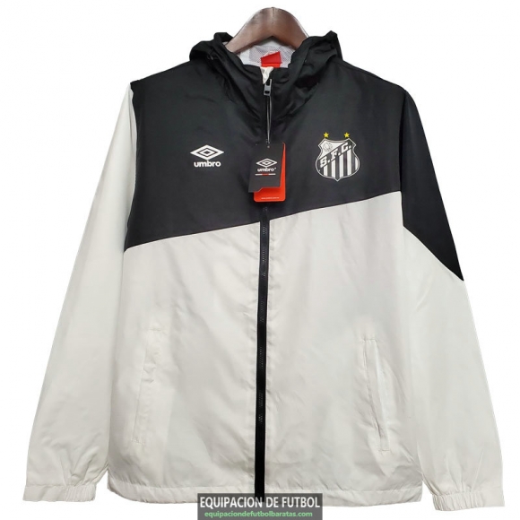 Santos FC Chaqueta Rompevientos Black White 2020-2021